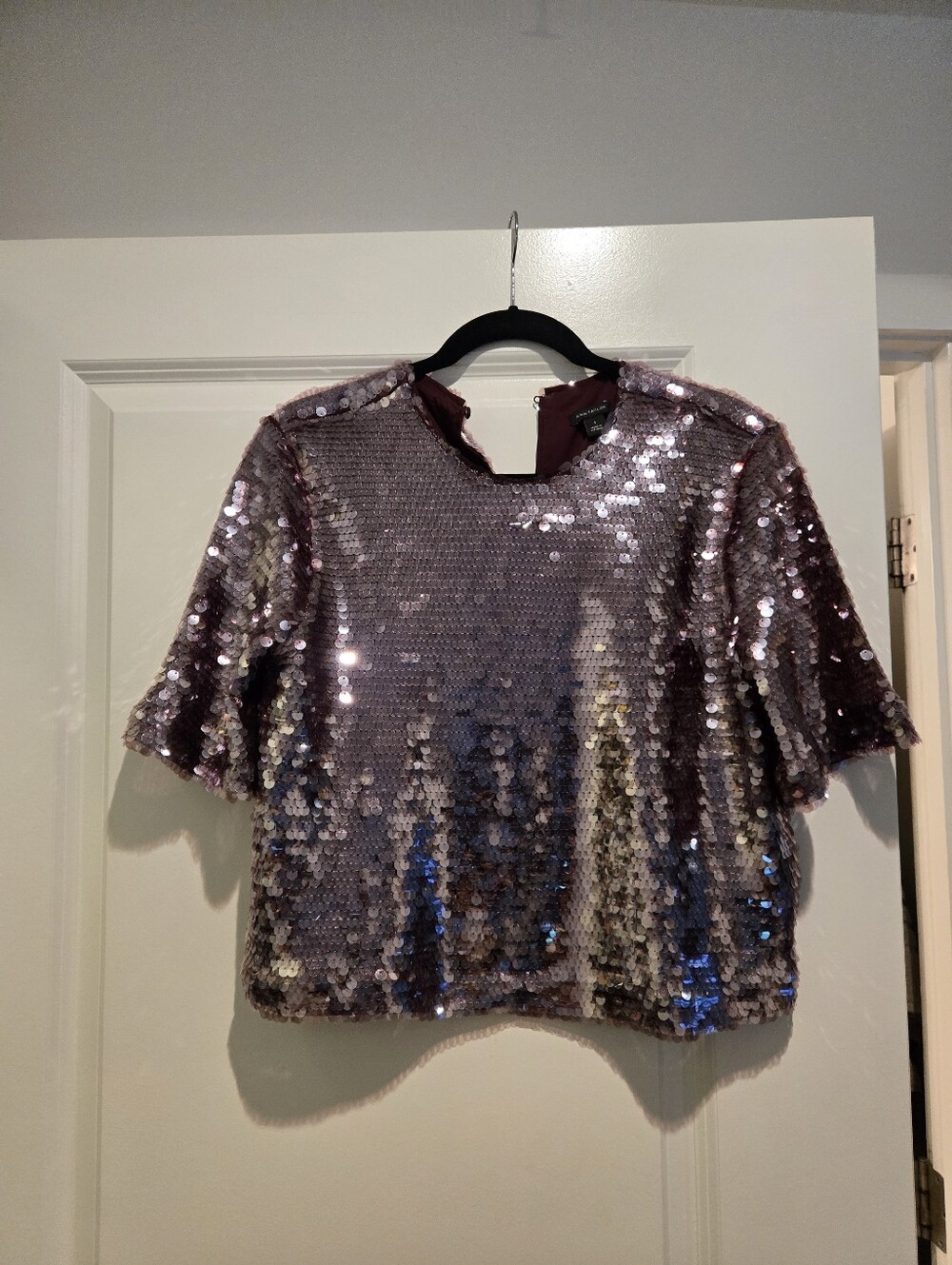 Ann Taylor Lavender Sequin Crop Top